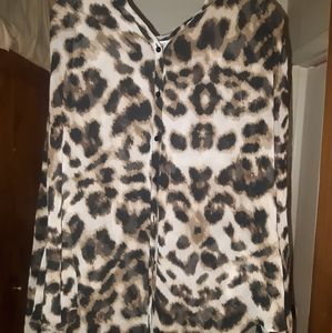 Leppard print see-thru blouse